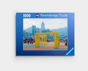 Een gepersonaliseerde puzzel met een foto van een stad