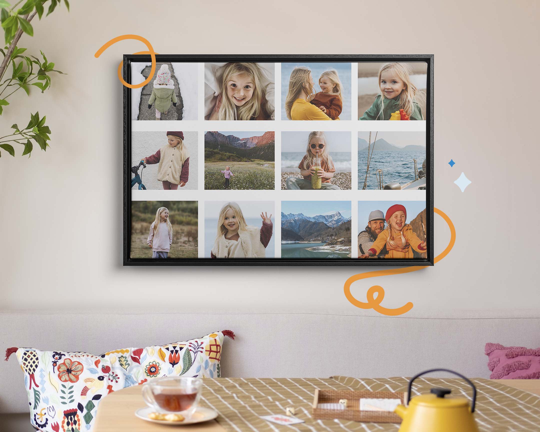 Een collage op wanddecoratie: door jou gevuld met herinneringen