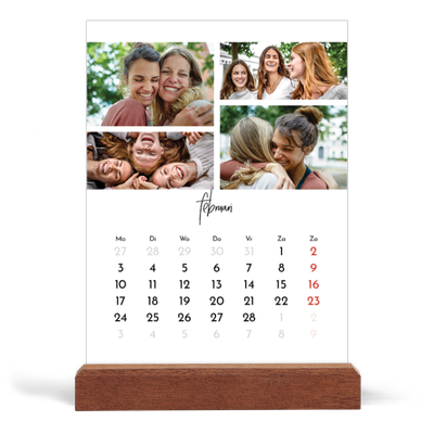 Bureaukalender met houten standaard  — Foto arrangement [Februari]