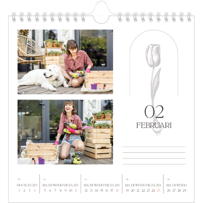 Jaarkalenders vierkant — Simpel botanisch [Februari]