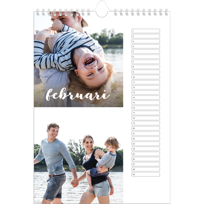 Verjaardagskalenders A4 — Schuingedrukte letters [Februari]