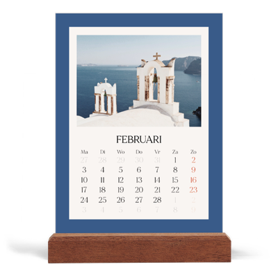 Bureaukalender met houten standaard  — Klassieke kleuren [Februari]