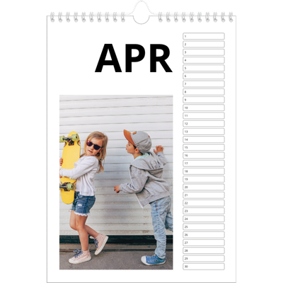 Verjaardagskalenders A4 — Witte randen [April]