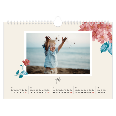 Fotokalender A4 — Geverfde bloemen [April]