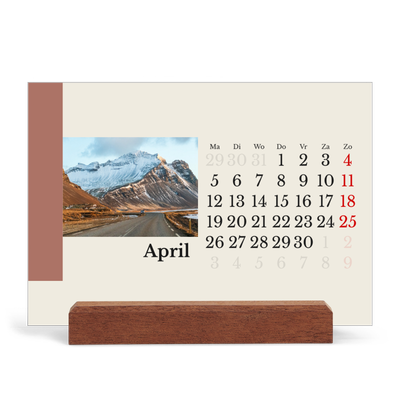 Bureaukalender met houten standaard  — Bezienswaardigheden van de wereld [April]