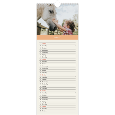 Smalle kalender  — Pastel hoofdstukken [Maart]