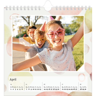 Jaarkalenders vierkant — Aquarel vlekkenpatroon [April]