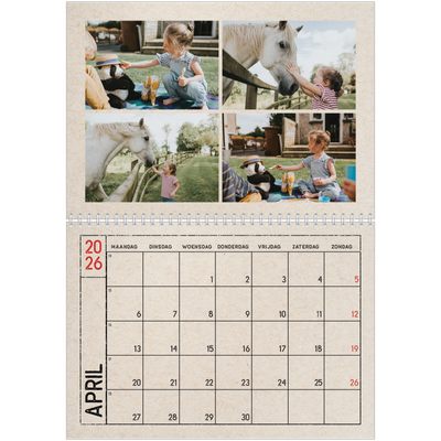 Fotokalender A4 Dubbel (30 x 40 cm) — Craft stempel effect [April]