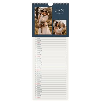Smalle kalender (15 x 40 cm) — Leisteen & schreef