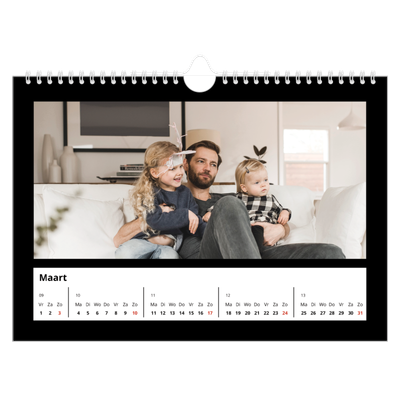 Fotokalender A4 — Foto in zwart kader [Maart]