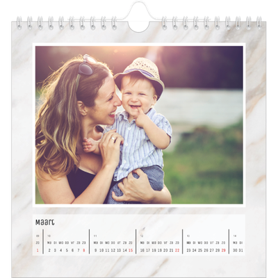 Jaarkalenders vierkant — Gemarmerde achtergrond [Maart]