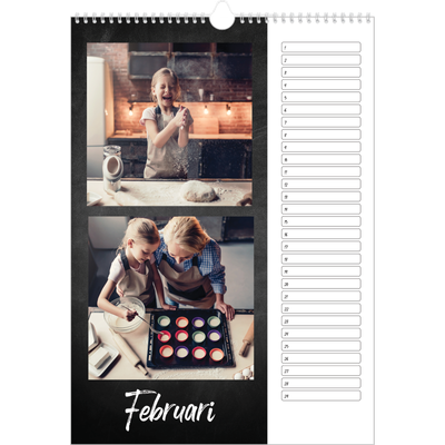 Verjaardagskalenders A3 — Krijtbord stijl [Februari]