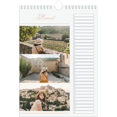 Verjaardagskalenders A4 — Goudschrift banner [Maart]