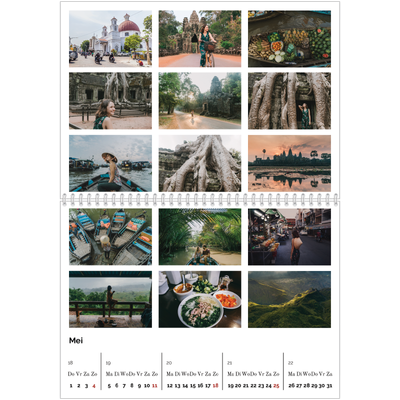 Fotokalender A4 Dubbel (30 x 40 cm) — Eenvoudig blokkenpatroon [Mei]