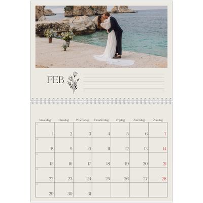 Fotokalender A4 Dubbel (30 x 40 cm) — Initialen in bloei [Februari]