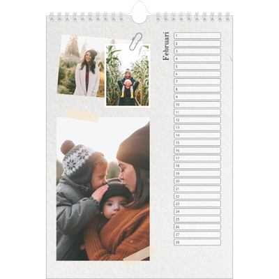 Verjaardagskalenders A4 — Foto's met plakband [Februari]