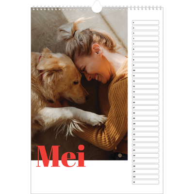 Verjaardagskalenders A3 — Een dikgedrukt jaar [Mei]
