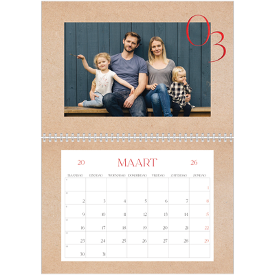 Fotokalender A4 Dubbel (30 x 40 cm) — Rode stippen [Maart]