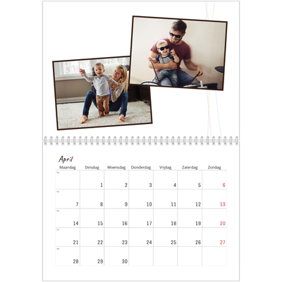 Fotokalender A4 Dubbel (30 x 40 cm) — Bloempatroon in potlood [April]