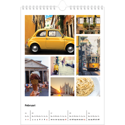 Fotokalender A4 (20 x 30 cm) — Eenvoudig blokkenpatroon [Februari]