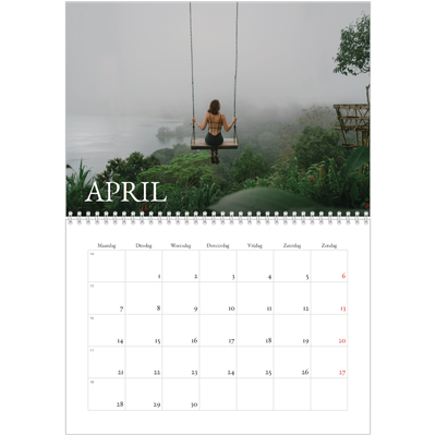 Fotokalender A4 Dubbel (30 x 40 cm) — Eenvoudige letters [April]