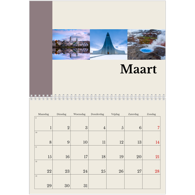 Fotokalender A4 Dubbel (30 x 40 cm) — Bezienswaardigheden van de wereld [Maart]