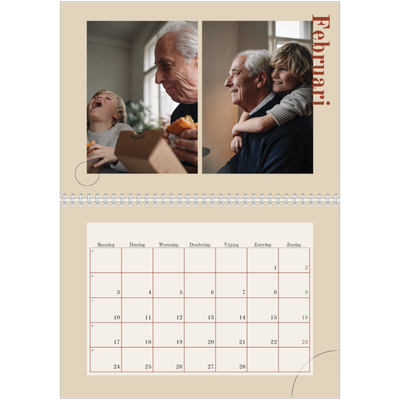 Fotokalender A4 Dubbel (30 x 40 cm) — Asymmetrische tekst [Februari]