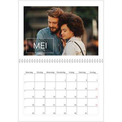 Fotokalender A4 Dubbel (30 x 40 cm) — Overlay van datumvak [Mei]