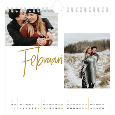 Jaarkalenders vierkant — Goudkleurige letters [Februari]