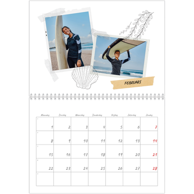 Fotokalender A4 Dubbel (30 x 40 cm) — Plakboek flair [Februari]