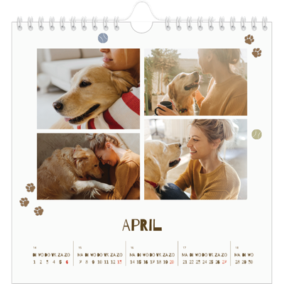 Jaarkalenders vierkant — Speelse puppy [April]