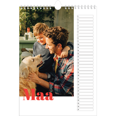 Verjaardagskalenders A4 — Een dikgedrukt jaar [Maart]