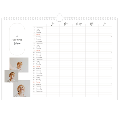 A3 Familieplanners — Grootse plannen - gezinsplanner 5 personen [Februari]