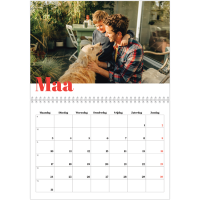 Fotokalender A4 Dubbel (30 x 40 cm) — Een dikgedrukt jaar [Maart]