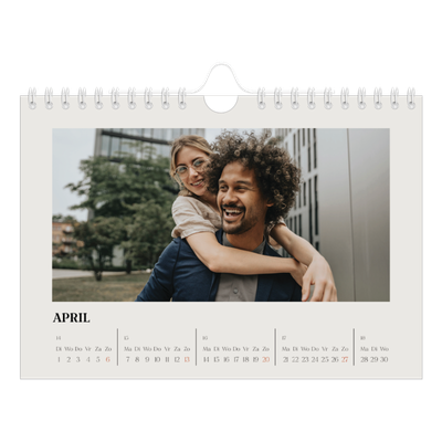 Fotokalender A5 — Simpel ivoor [April]