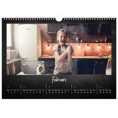 Fotokalender A3 — Krijtbord stijl [Februari]