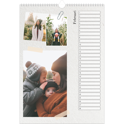 Verjaardagskalenders A3 — Foto's met plakband [Februari]