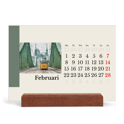 Bureaukalender met houten standaard  — Bezienswaardigheden van de wereld [Februari]