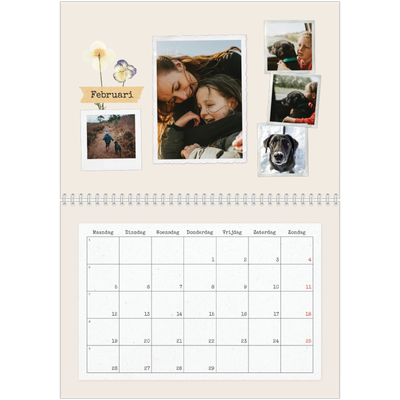 Fotokalender A4 Dubbel (30 x 40 cm) — Vintage scrapbook [Februari]