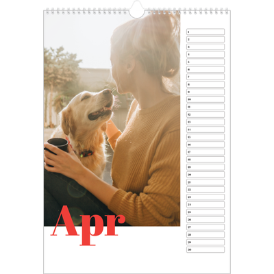 Verjaardagskalenders A3 — Een dikgedrukt jaar [April]
