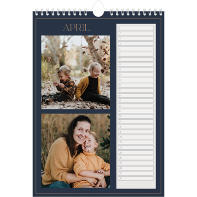 Verjaardagskalenders A4 — Pruisisch blauw [April]