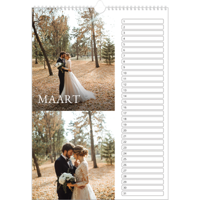 Verjaardagskalenders A3 — Eenvoudige letters [Maart]