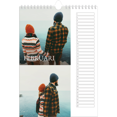 Verjaardagskalenders A4 — Eenvoudige letters [Februari]