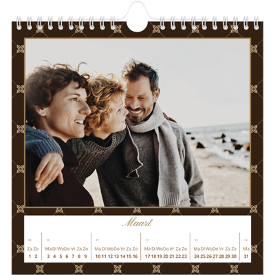 Jaarkalenders vierkant — Vintage zwart-wit [Maart]