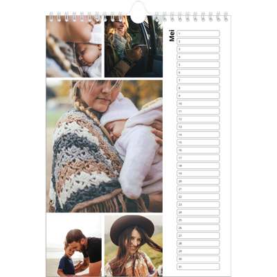 Verjaardagskalenders A4 — Collage in blokkenpatroon [Mei]