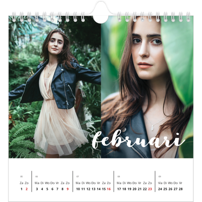 Jaarkalenders vierkant — Schuingedrukte letters [Februari]