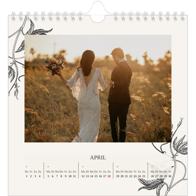 Jaarkalenders vierkant — Inkt & klimop [April]