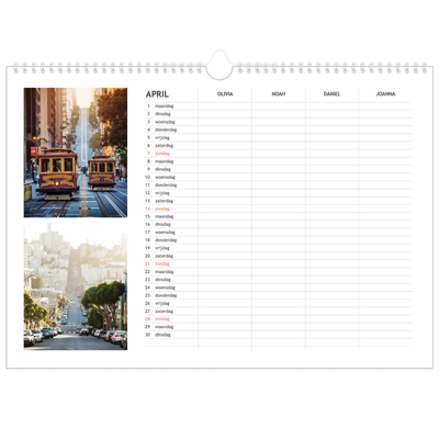 A3 Familieplanners — Simplistisch - gezinsplanner 4 personen [April]