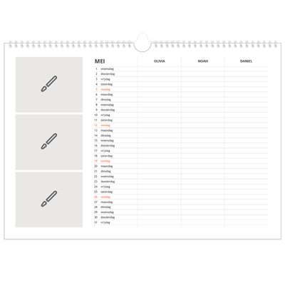 A3 Familieplanners — Ontwerp je eigen product - 3-persoons gezin [omslag]