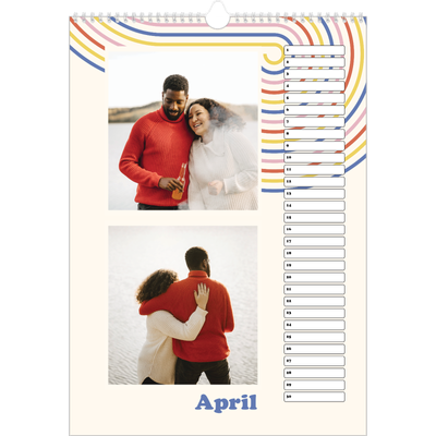 Verjaardagskalenders A3 — Retro strepen [April]